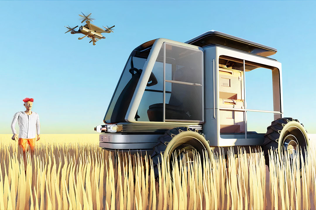 De e-trekker is te gebruiken als bestelwagen. Ook kan het voertuig een drone herbergen.