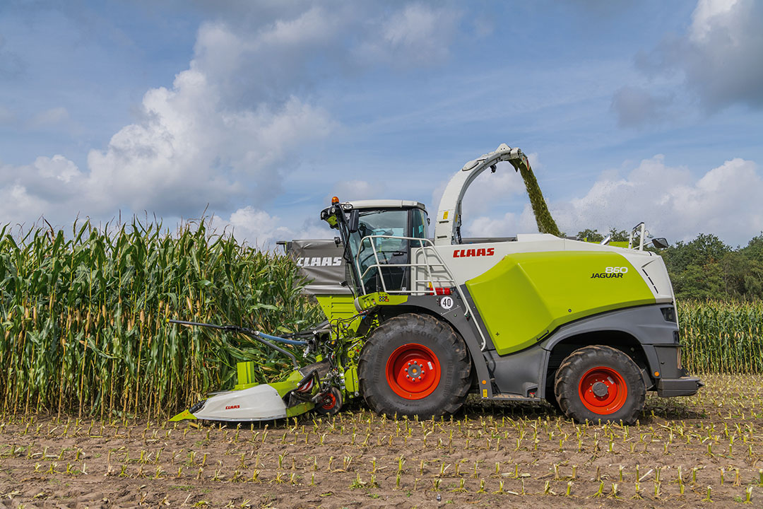 Claas voert voor modeljaar 2023 een update door in de Jaguar 800- en 900-serie hakselaars. Belangrijkste wijziging wordt doorgevoerd in de hydraulische pick-up-aandrijving bij de 900-serie. Daarvan wordt voortaan automatisch de draaisnelheid van de invoervijzel en pick-uptanden aangestuurd. - Foto's: Claas