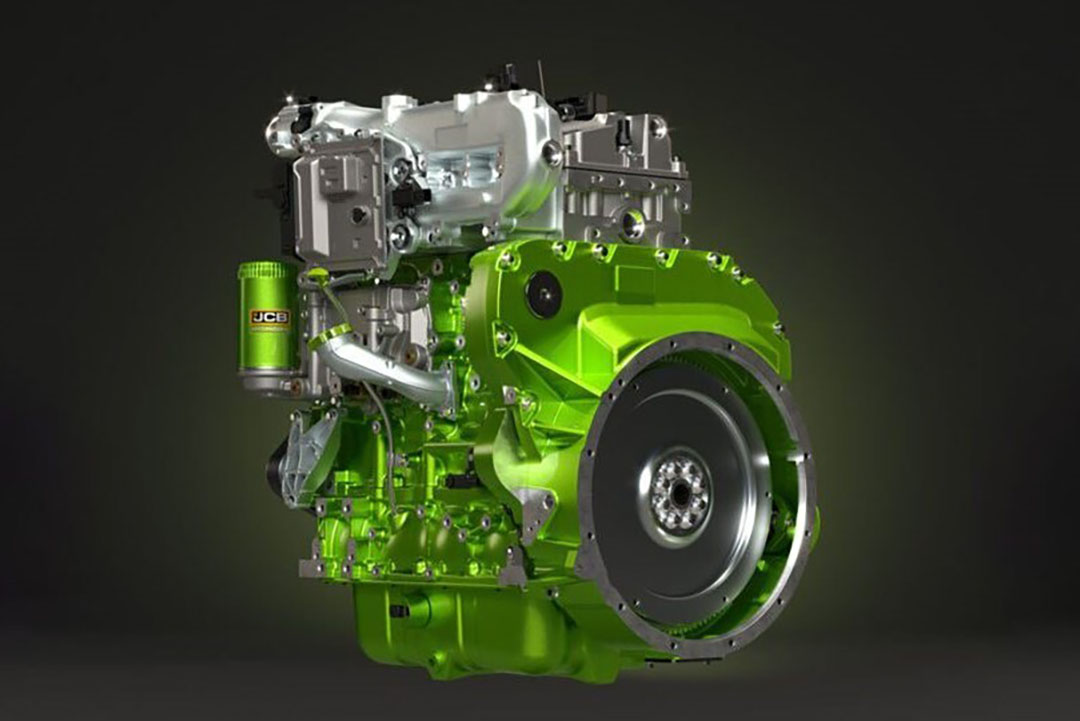 Volgens de Britse machinefabrikant JCB is zijn waterstofmotor AB H2 448  eind 2023 gereed voor productie. De motor is gebouwd op basis van de 81 kW (109 pk) sterke 4,8 liter JCB 448-viercilindermotor. - Foto's: JCB/Paul Cooper