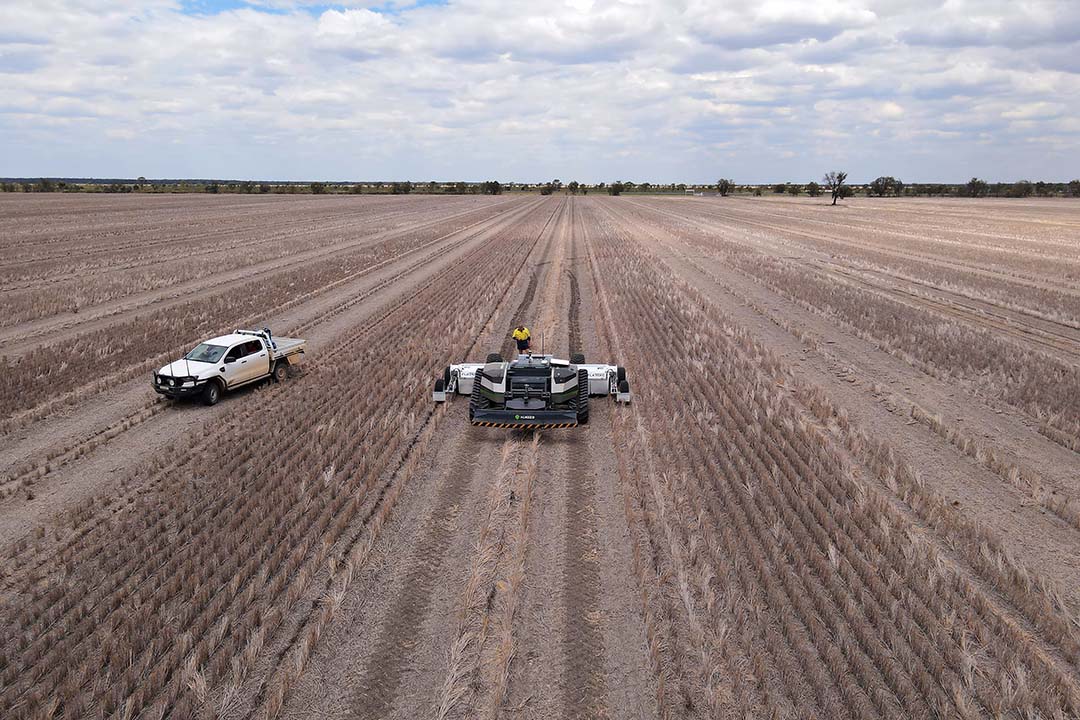 De eerste grote klus voor de AgXeed-robot was het onderhoud van de vele kilometers rijpaden op het 12.500 hectare metende akkerbouwbedrijf in Moree, in New South Wales.
