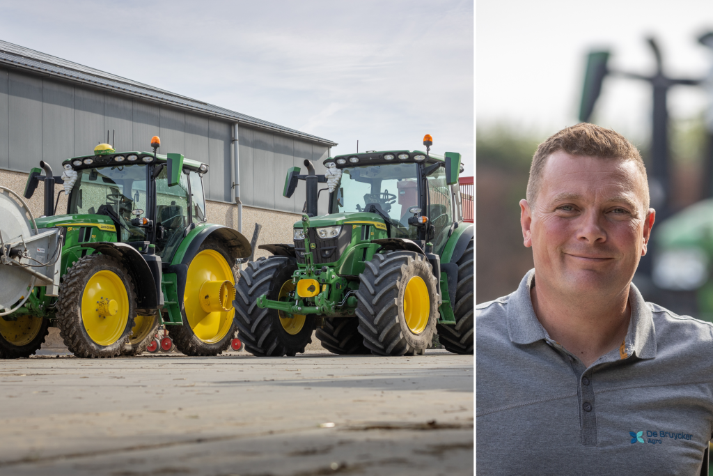 Akkerbouwer Koen de Bruycker teelt (deels biologisch) allerlei gewassen op zo’n 125 hectare. Daarnaast zaait en rooit De Bruycker Agro bieten voor anderen. Twee John Deere 6R 150-trekkers doen allerhande werk, maar met name zaaien, transportwerk en spuiten.