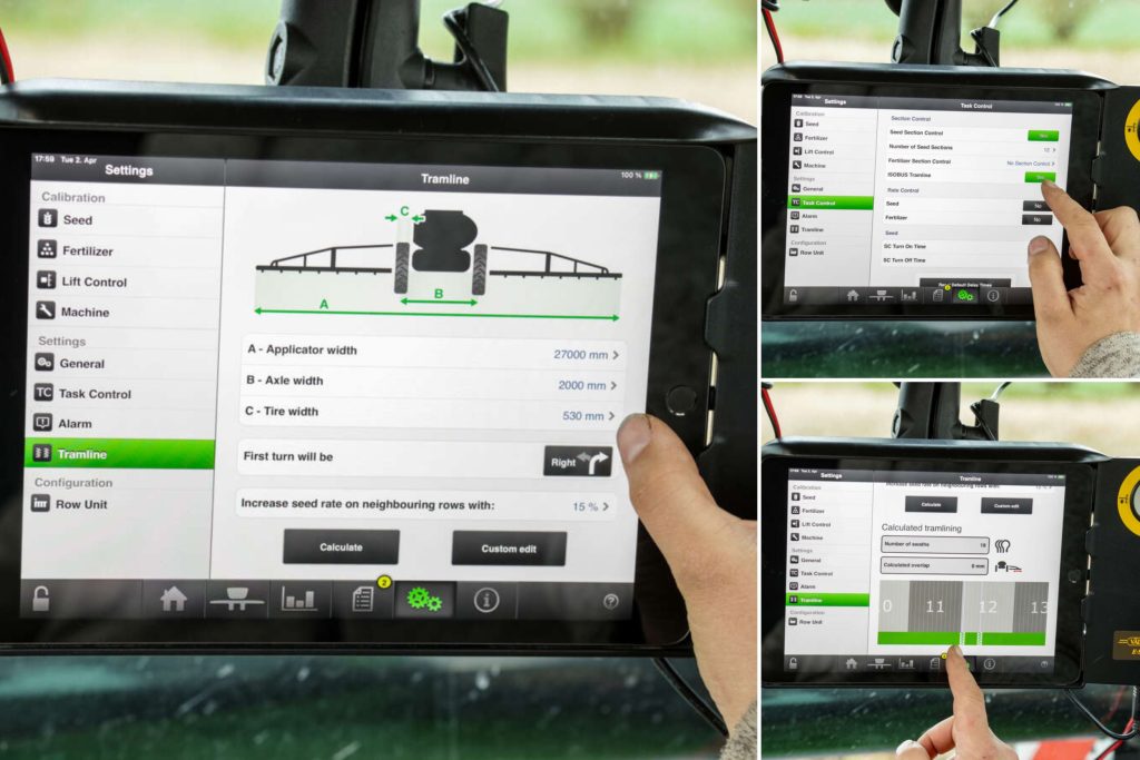 De drie nieuwe functies van het elektronische WSX-systeem zijn: automatische zaadsortering, actieve hydraulische drukregeling per rijenunit en bochtencompensatie.