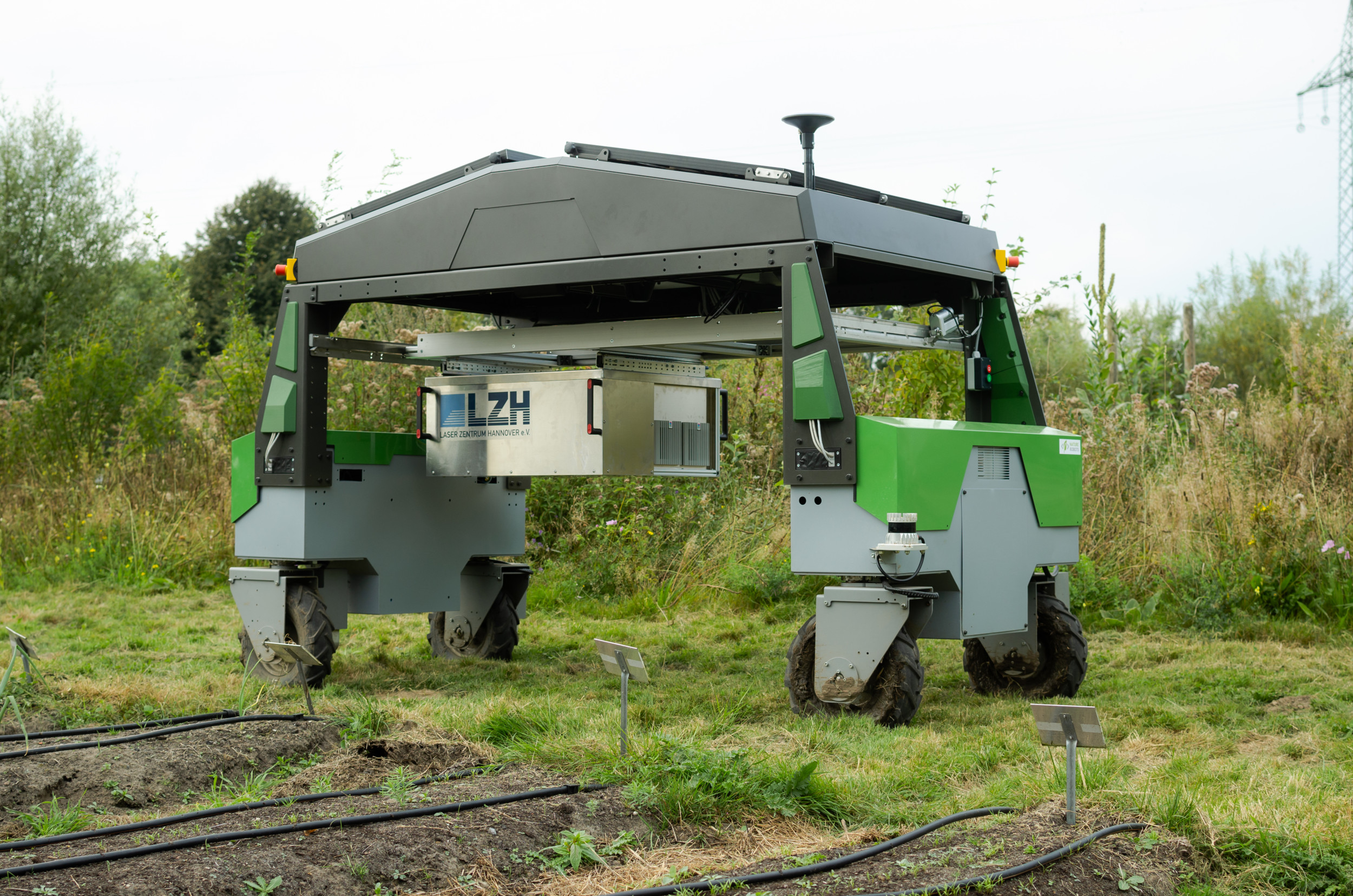 Veldrobot Lero.03 van de Duitse fabrikant Nature Robots schakelt dankzij de automatische werktuigenwissel gemakkelijk over van het ene naar het andere gewas. – Foto: Caroline Diersmann