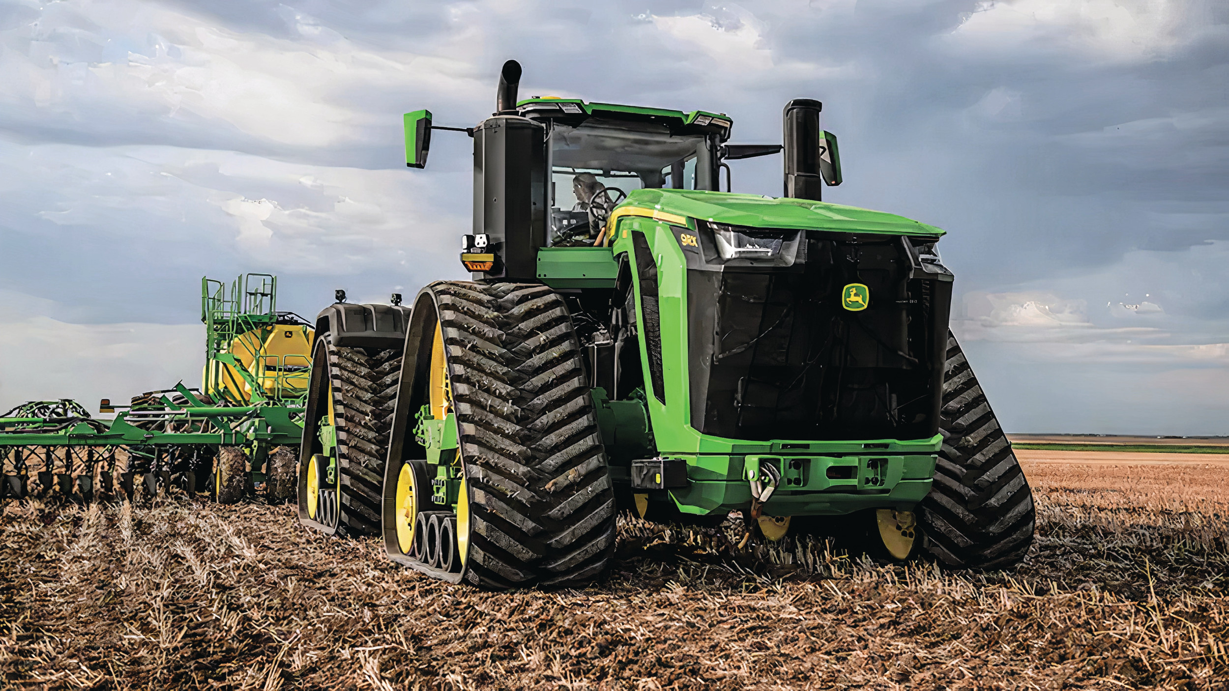 Een kniktrekker van John Deere. Met name de verkoop van groot materiaal in de Verenigde Staten en Canada valt lager uit dan vorig jaar. Foto: John Deere