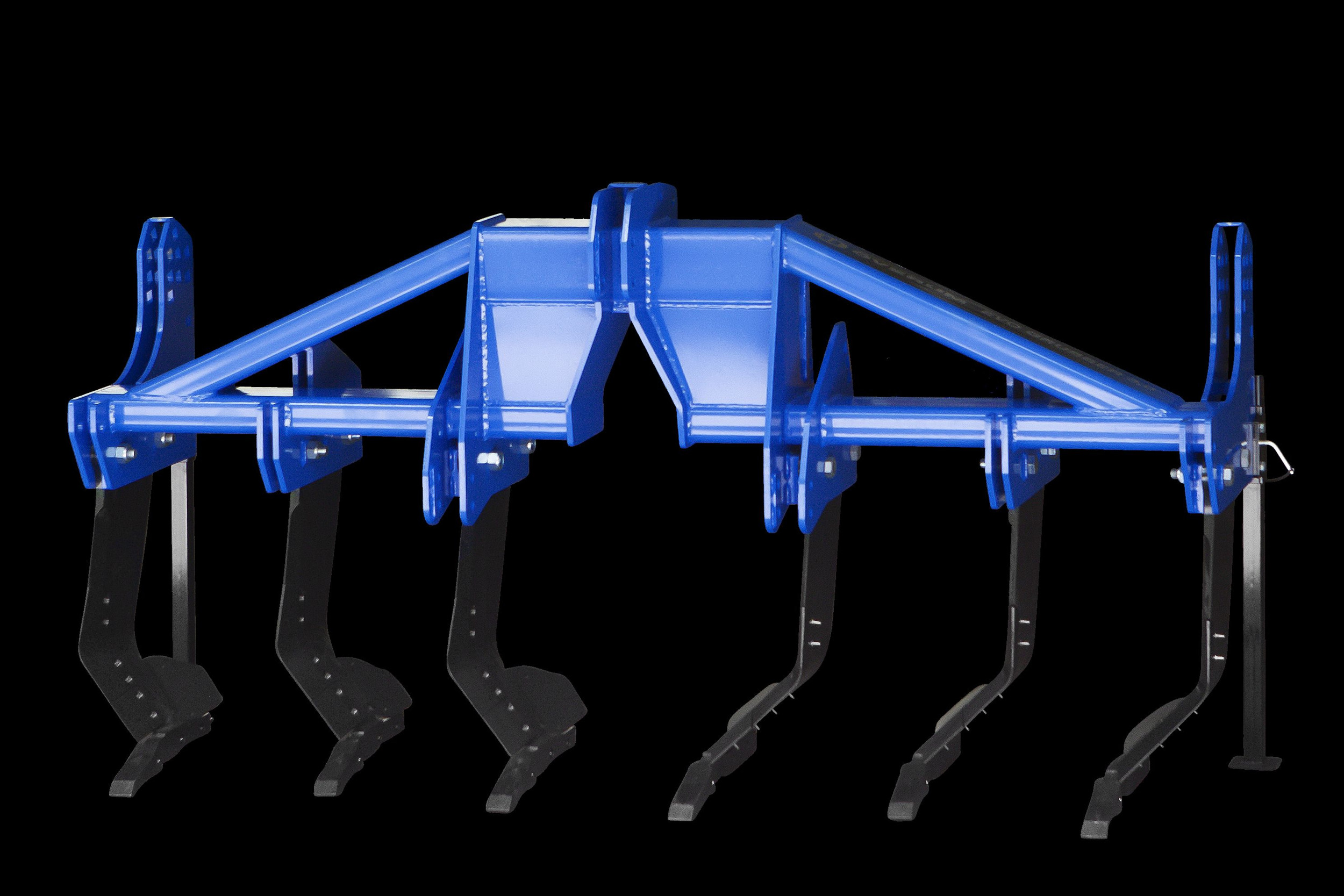 Dit is de nieuwe voorzetwoeler EVO Grubber 3.0 van de Zweedse ploegenfabrikant Överum. De zes gebogen woelpoten maken de bodem los tot 50 cm diep, zonder de bouwvoor te keren. Foto: Överum
