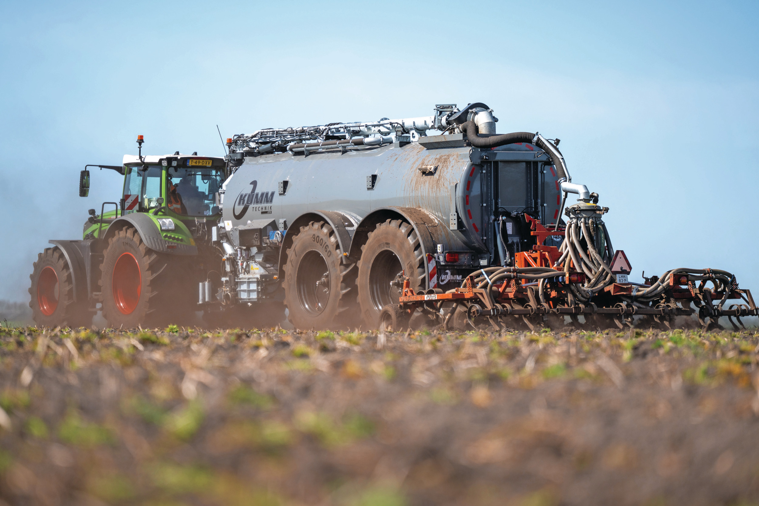 Een mesttank van de Duitse machinefabrikant Kumm Technik. Kumm bewijst dat er volop kansen liggen in de markt. De focus op één segment en een efficiënte productie lijken de sleutel tot succes. Foto: Michel Velderman