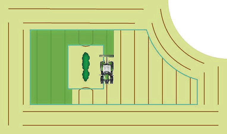 Het is straks mogelijk een kopakkerlijn te maken rondom een obstakel in een perceel. Foto: Fendt