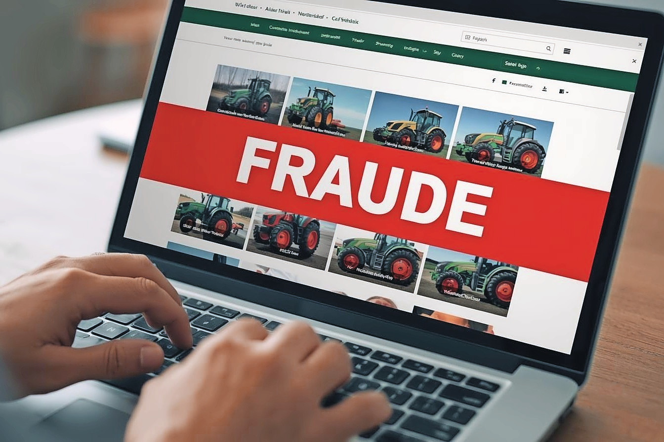 Blijf scherp bij het ongezien aankopen of verkopen van machines via internet. Fraudeurs vinden steeds opnieuw slimme manieren om kopers te misleiden. Foto: gecreëerd met Canva AI