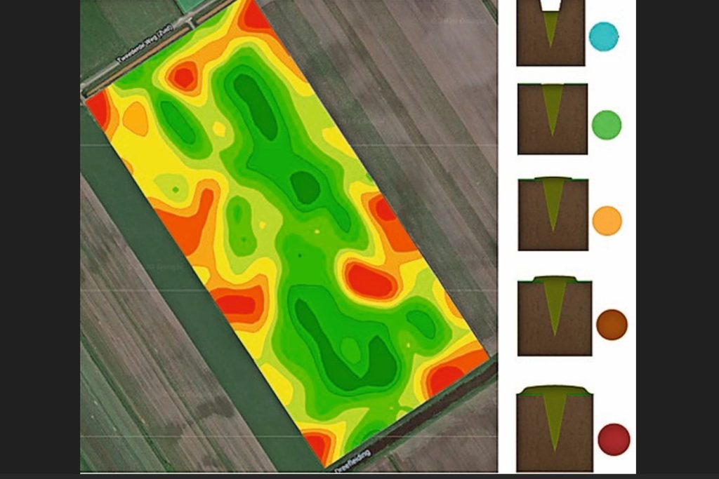 Het optionele camerasysteem maakt een gps-kaart. In de toekomst kan de kaart worden gezien als bewijsmateriaal voor correcte mesttoediening. Foto: Vredo