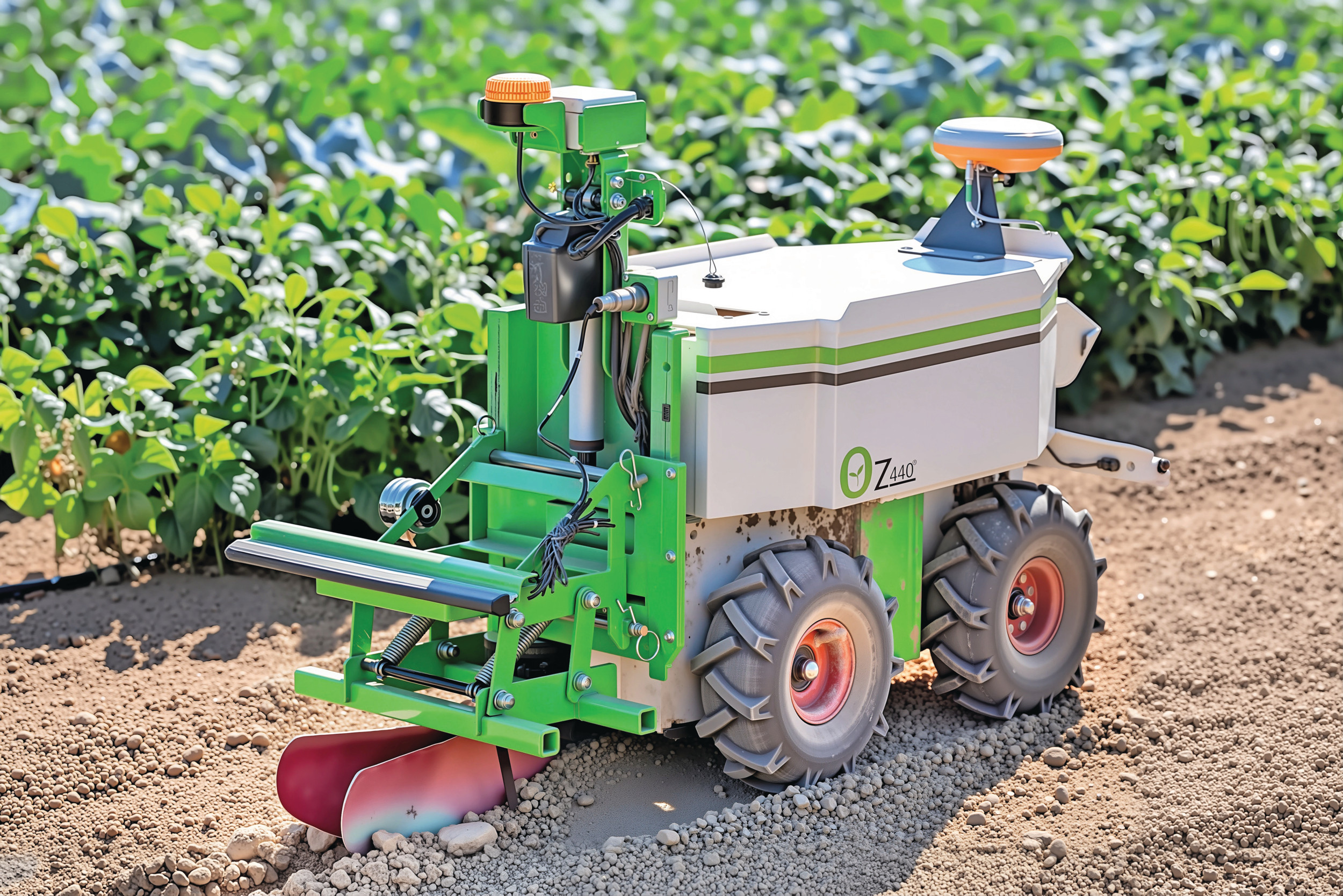 De Naïo Oz is een wiedrobot en voert verschillende taken uit. Foto's: Naïo