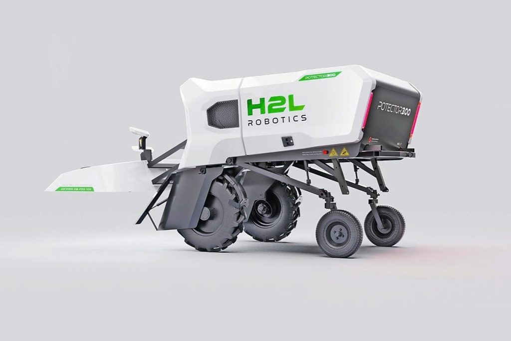 Het gaat om een autonoom rijdend voertuig dat aangetaste aardappelplanten markeert.