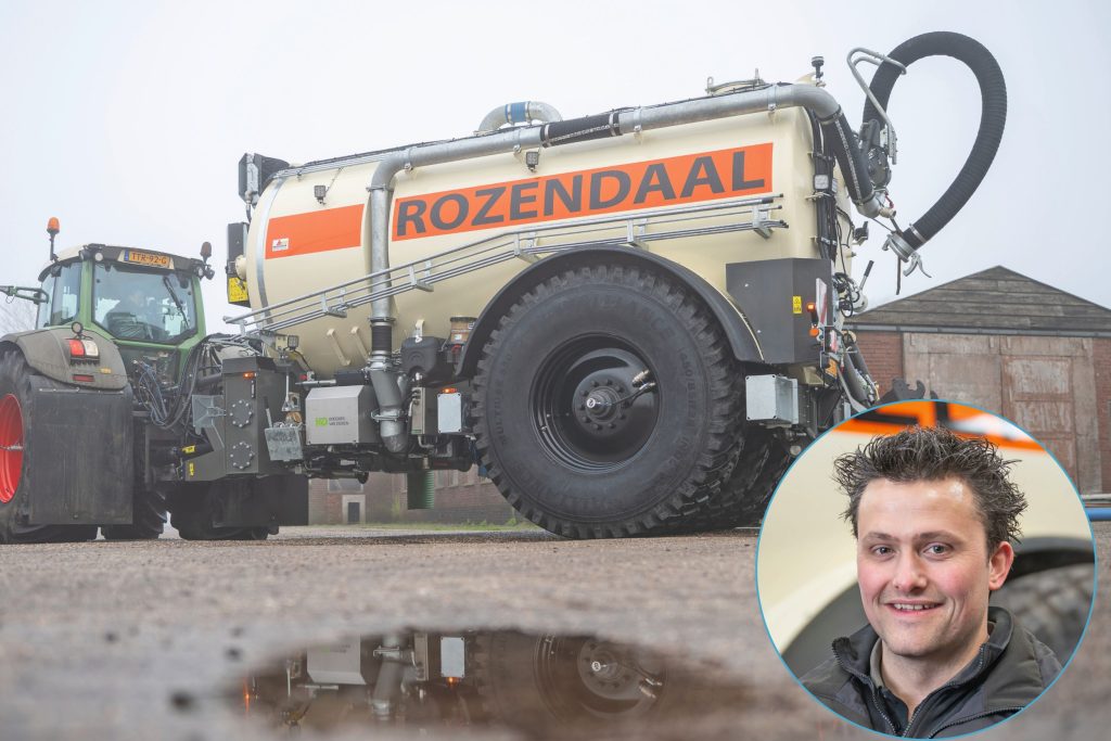 De Kaweco Double Twin waarmee loonwerker Wouter Rozendaal van Agrarische dienstverlening W. Rozendaal in Dwingeloo (Dr.) werkt.